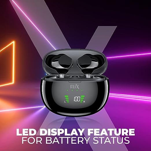 Flix (Beetel) Breeze 120 True Wireless in Ear Earbuds with Mic, Bluetooth 5.0, Touch Controls, Upto 16hrs Playtime with Case, IPX4 Resistant, 2 HD Microphones, LED Display for Battery Status (T401) Flix (Beetel) Breeze 120 True Wireless in Ear Earbuds with Mic, Bluetooth 5.0, Touch Controls, Upto 16hrs Playtime with Case, IPX4 Resistant, 2 HD Microphones, LED Display for Battery Status (T401)